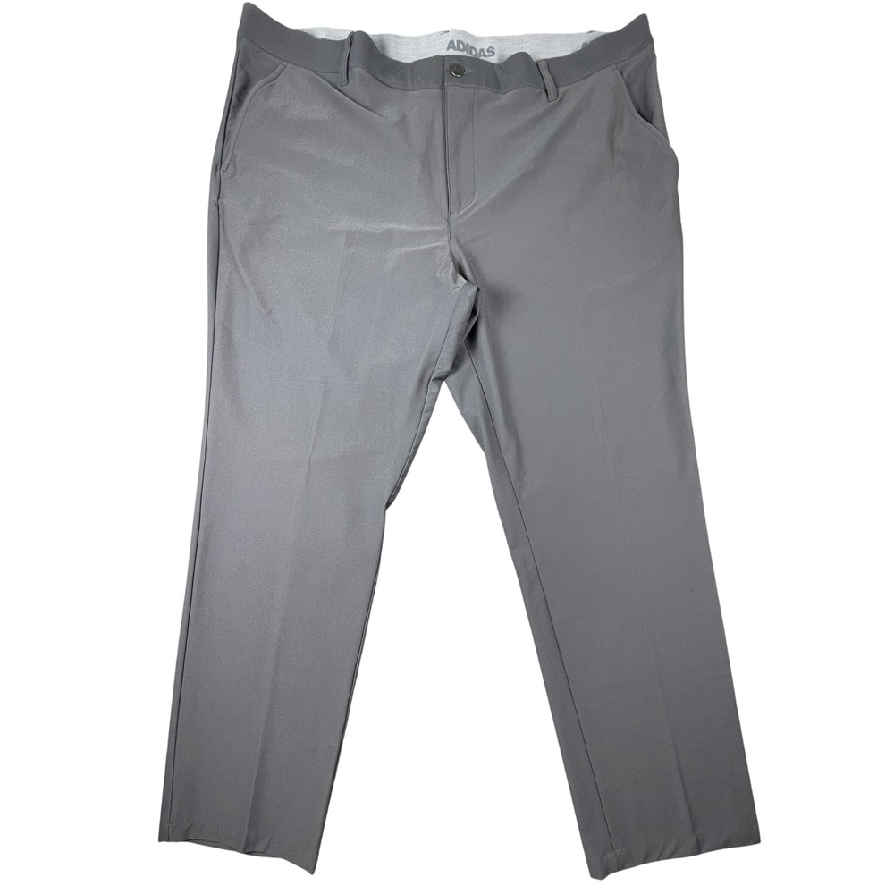 Adidas Pants Mens 42x32 Grey Golf Performance Athletic Stretch Flat Front